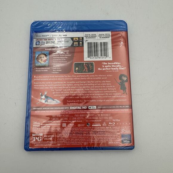 Disney Pixar The Incredibles Blu-ray + Digital HD Sealed Family Movie - Picture 2 of 3